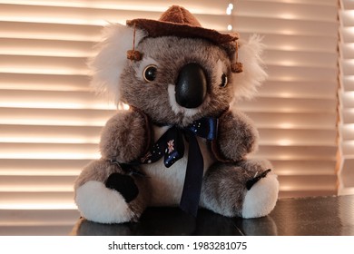 An Australian Koala Bear Doll With Australia Flag And Hat