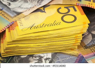 Australian money background.  Fifty dollar notes.