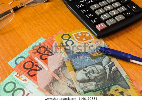 Australian Money Dollars Notebook Calculator On Stock