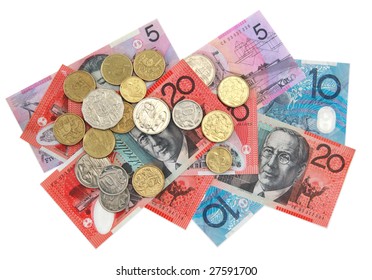 Australian Money Scattered Overhead View Isolated Stock Photo 27591700 ...