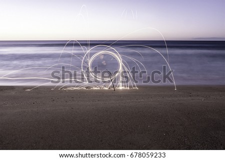 Similar – wooden platform with blue posts with ropes and orange lifebuoys on the background of the sea and sky with clouds Egypt Dahab South Sinai