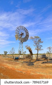 Australian Outback Scene With Windmill