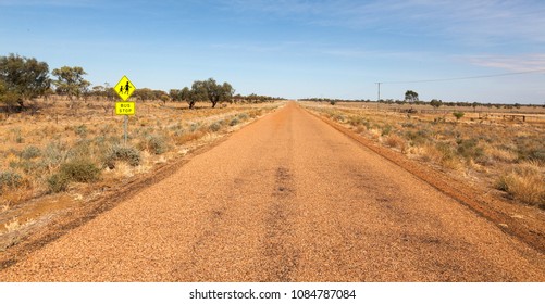 Australian Outback Sign For Children Crossing Queensland Birdsville Vicinity