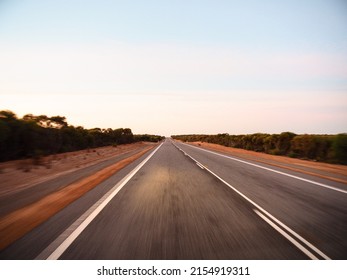 Australian Road In The Middle Of Nowhere - Long Empty Street  Road In Australia