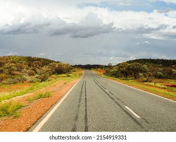 Australian Road In The Middle Of Nowhere - Long Empty Street  Road In Australia