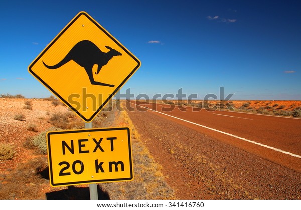 Australian road sign on the\
highway