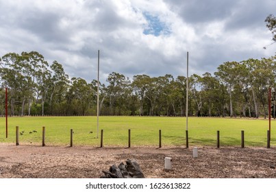 Australian Rules Football Goal & Behind Posts And A Grassy Oval - Adelaide, South Australia