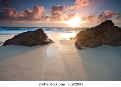 australian seascape at sunrise (miami beach,queensland,australia)