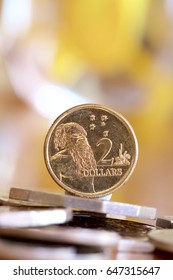 Australian Two Dollar Coin Depicting An Aboriginal Man Fro The First Peoples.