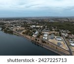 Australiand townsite, drone image from over the estuary showing Old Coast Road and Laura avenue north.