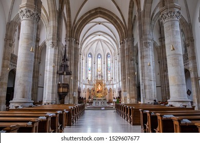 Austria, 11 October, 2019: Church interior in Vienna, Austria. Kath. Kirche St. Elisabeth.