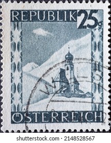 Austria - Circa 1946 : A Postage Stamp From Austria, Showing A Landscape In Austria: Vent In The 