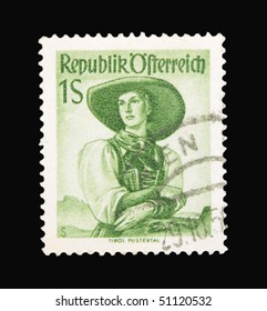 AUSTRIA - CIRCA 1950s: A Stamp Printed In Austria Showing Portrait Of Young Woman, Circa 1950s