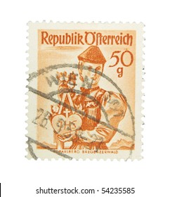 AUSTRIA - CIRCA 1950s: A Stamp Printed In Austria Showing Portrait Of Young Woman, Circa 1950s