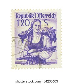 AUSTRIA - CIRCA 1950s: A Stamp Printed In Austria Showing Portrait Of Young Woman, Circa 1950s