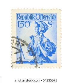 AUSTRIA - CIRCA 1950s: A Stamp Printed In Austria Showing Portrait Of Young Woman, Circa 1950s