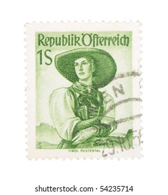 AUSTRIA - CIRCA 1950s: A Stamp Printed In Austria Showing Portrait Of Young Woman, Circa 1950s