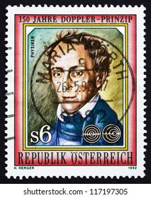 AUSTRIA - CIRCA 1992: a stamp printed in the Austria shows Johan Doppler, Physicist, Scientist, Doppler Effect, circa 1992