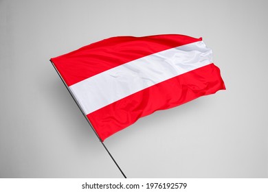 Austria flag isolated on white background with clipping path. close up waving flag of Austria. flag symbols of Austria. Austria flag frame with empty space for your text. 