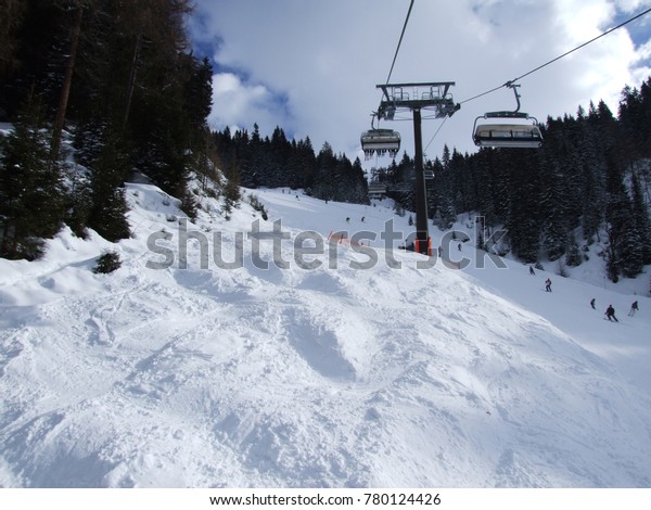 Austria, ski resort Flachau, region\
Salzburger Sportwelt in Austrian Alps. Cable car, ski lift.\
