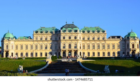 Austria, Vienna,- June 28, 2019:The Belvedere is a historic building complex in Vienna, Austria, consisting of two Baroque palaces (the Upper and Lower Belvedere), the Orangery, and the Palace Stables