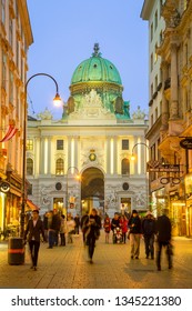 Austria, Vienna, October, 19, 2018-Kohlmarkt Street by night