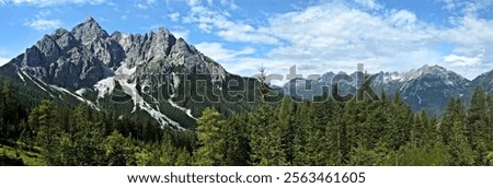 Austrian Alps - panoramic view of the peak Serles in Stubai Alps from the Koppeneck