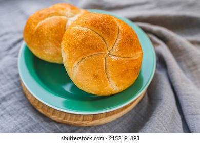 Austrian Kaiser roll, handmade Viennese roll. Crispy fragrant crust, bun for street food, for making sandwiches, with drawings in five segments.