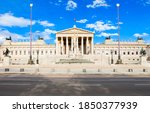 The Austrian Parliament Building in Vienna, Austria. Austrian Parliament building is located on Ringstrasse in Innere Stadt, near 
Hofburg Palace, Wien.