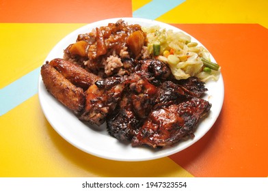 Authentic delicious caribbean cuisine known as jerk chicken