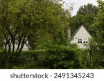 Authentic Dutch house in Eindhoven surrounded by trees, plants and greenery creating an idyllic scenery. Resting, piece of mind, surrounded by nature while relaxing and recharging