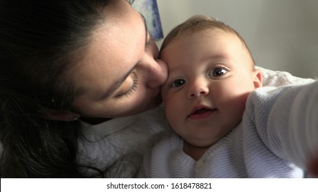 
Authentic Family Moment Mother And Infant Bay Boy Son Together