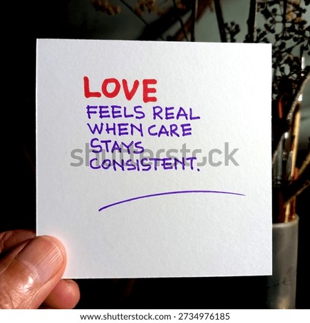 Authentic handwritten love quote emphasizing trust and emotional connection.