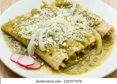 Authentic Mexican Green Enchiladas Chicken Cheese Stock Photo ...