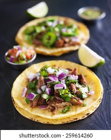 Authentic Mexican Tacos With Carnitas And Barbacoa