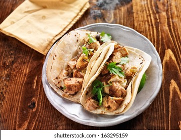 Authentic Mexican Tacos With Chicken And Cilantro