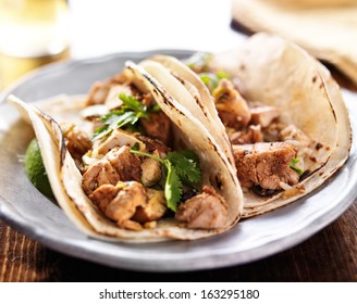 Authentic Mexican Tacos With Chicken And Cilantro