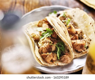 Authentic Mexican Tacos With Chicken And Cilantro