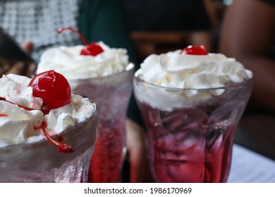 Authentic Raspberry Italian Soda With Whipped Cream 