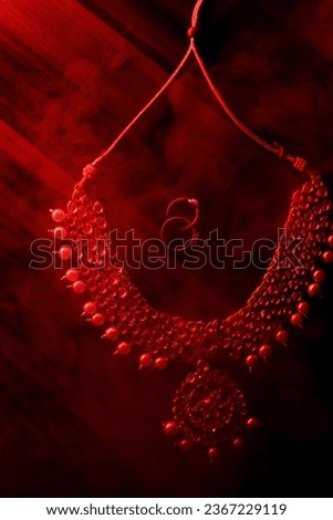 Authentic Traditional Indian Jewelery Necklace On Dark Background