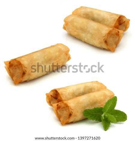 Authentic Vietnamese Spring Rolls - isolated on white background