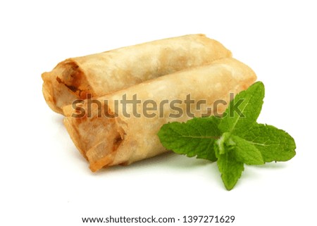Authentic Vietnamese Spring Rolls - isolated on white background