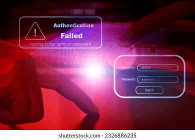 Authentication Failed , username or password incorrect alert , access denied - Shutterstock ID 2326886235