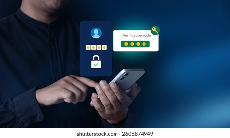 Authentication  OTP secure Verification code concept.man using mobile phone - Powered by Shutterstock - Get 15% off with code: PIKWIZARD15
