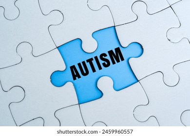 AUTISM word alphabet letters on puzzle as a background - Powered by Shutterstock