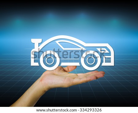 Auto car concept design consist of human hand holding car model icon and background i.e. care, safety, repair, support and service. Also business concept i.e. agent, warranty, guarantee or assurance.
