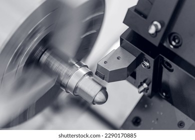 Auto CNC turning with robot drill milling factory with water splash. Concept metal machine industry background. - Powered by Shutterstock