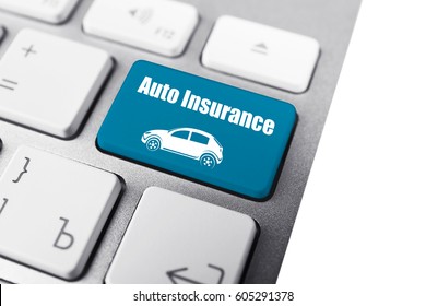 AUTO INSURANCE Button On Keyboard, Closeup