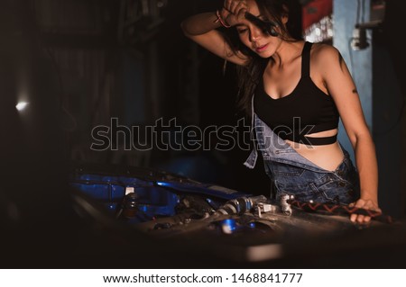 Similar – lifestyle shot of smart kid girl playing checkers at home