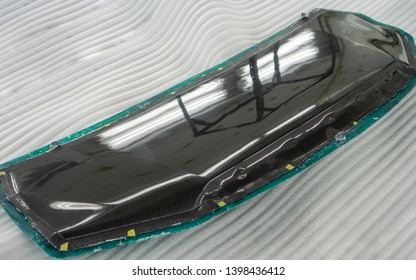 Auto Mechanic Is Making Car Parts From Carbon., The Hood (front Bonnet ) Is Made Of Carbon.